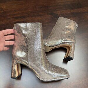 SAM EDELMAN Irie metallic textured-leather ankle boots - NWOT